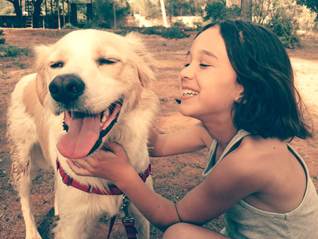 Happiness in the Faces of a Child and a Dog Happiness in the Faces of a Child and a Dog